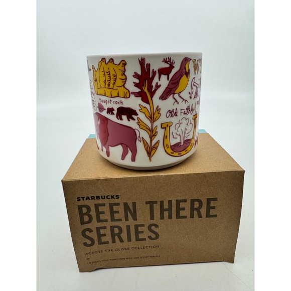 Starbucks Been There Series Wyoming Mug Yellowstone National Park Bison Cowboy - Picture 2 of 5